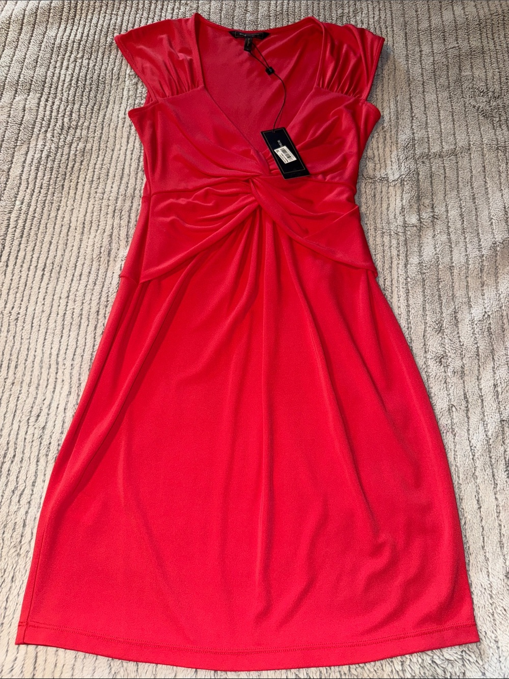 BCBGMaxAzria Red Twist-Front Midi Dress
